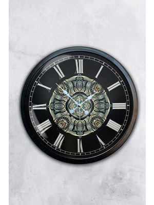 Kasva Concept 40 cm Siyah Metal Osmanlı Desen Duvar Saati