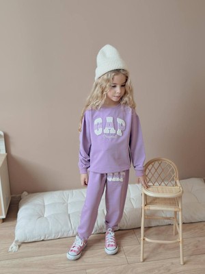 Jolly Kids Kız Çocuk Şeritli Sweatshirt Eşofmanlı Kışlık Takım