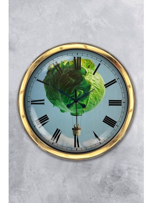 Kasva Concept Hediyelik 40 cm Gold Metal Mutfak Duvar Saati