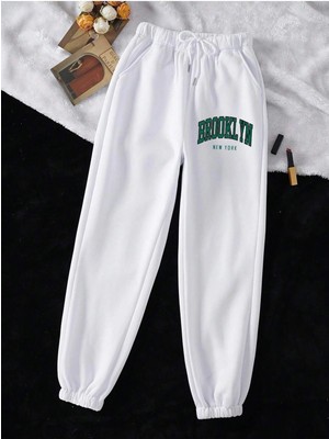 Adrift Letter Graphic Drawstring Waist 4 Mevsim Eşofman