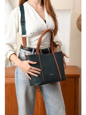 Just Polo Kadın Yeşil-Taba Uzun Askılı El ve Omuz ÇANTASI-BD6046