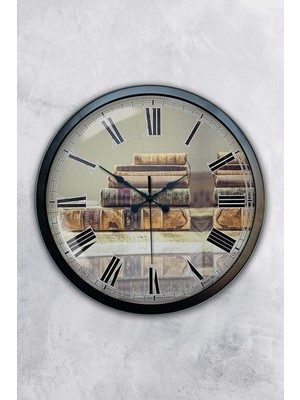 Kasva Concept Hediyelik 40 cm Siyah Metal Book Duvar Saati