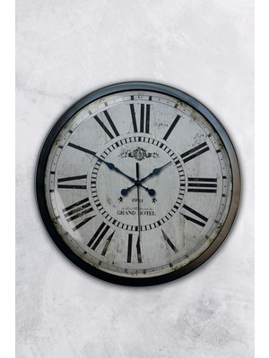 Kasva Concept 40 cm Siyah Metal Romen Eskitme Duvar Saati