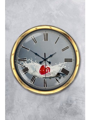 Kasva Concept Hediyelik 40 cm Gold Metal Mutfak Duvar Saati