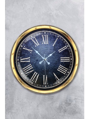 Kasva Concept 40 cm Gold Metal Mavi Duvar Saati