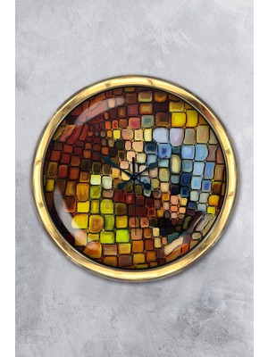 Kasva Concept Hediye Saat 40 cm Gold Metal Rengarenk Duvar Saati