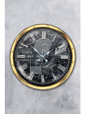 Kasva Concept Hediyelik 40 cm Gold Metal Matematik Duvar Saati