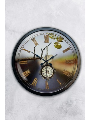 Kasva Concept 40 cm Siyah Metal Kayıp Duvar Saati