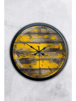 Kasva Concept 40 cm Siyah Metal Doğal Ahşap Duvar Saati