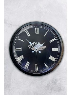 Kasva Concept 40 cm Siyah Metal Bozkurt Türk Duvar Saati