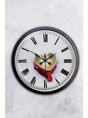 Kasva Concept 40 cm Siyah Metal Kalp Kupa Duvar Saati