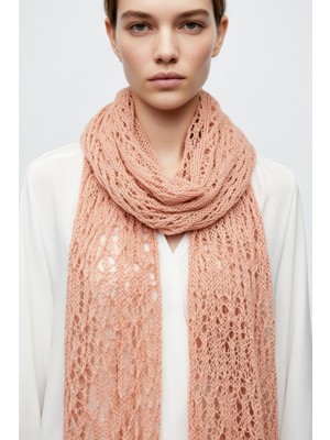 Chellomood -El Yapımı Butik El Örgüsü Şal – Somon RENGI(55×165 cm)