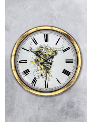 Kasva Concept Hediyelik 40 cm Gold Metal Hayvanlar Alemi Duvar Saati