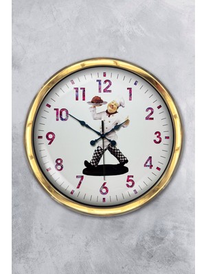 Kasva Concept Hediyelik 40 cm Gold Metal Mutfak Duvar Saati