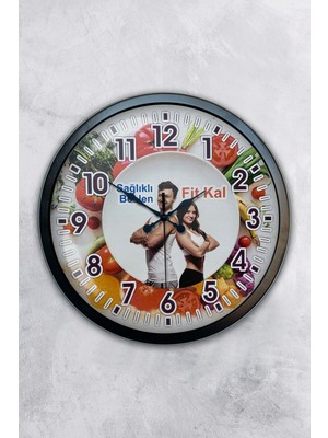 Kasva Concept Hediyelik 40 cm Siyah Metal Diyetisyen Duvar Saati