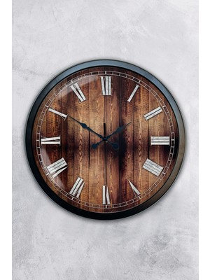 Kasva Concept Hediyelik 40 cm Siyah Metal Wood Duvar Saati