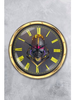 Kasva Concept Hediyelik 40 cm Gold Metal Afrika Duvar Saati