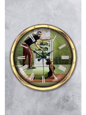 Kasva Concept Hediyelik 40 cm Gold Metal Diyetisyen Duvar Saati