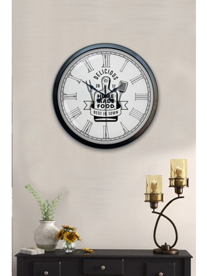 Kasva Concept Hediyelik 40 cm Siyah Metal Mutfak Duvar Saati