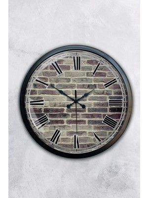 Kasva Concept 40 cm Siyah Metal Taş Duvar Duvar Saati