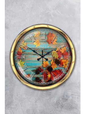Kasva Concept Hediyelik 40 cm Gold Metal Sonbahar Duvar Saati