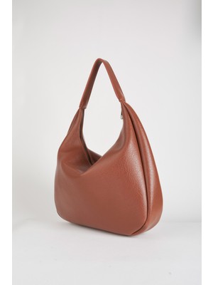 Vivaq Kadın Armut Taba Astarlı Suni Deri Fermuar Kapama El Kol ve Omuz Çantası