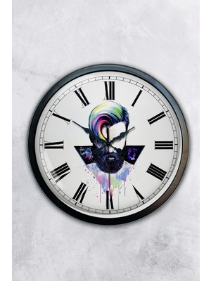 Kasva Concept Hediyelik 40 cm Siyah Metal Kuaför Duvar Saati