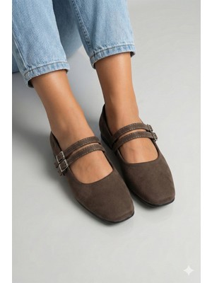 Nmoda Küt Burun Iki Tokalı Kadın Babet Rahat Günlük & Şık Ayakkabı