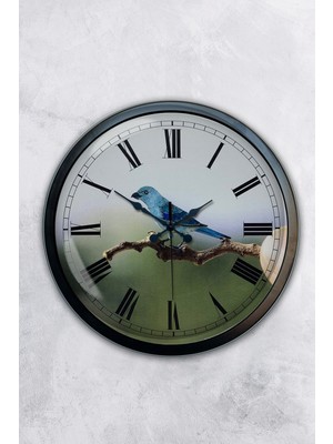 Kasva Concept Hediyelik 40 cm Siyah Metal Bird Duvar Saati