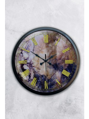 Kasva Concept Hediyelik 40 cm Siyah Metal Mermer Duvar Saati