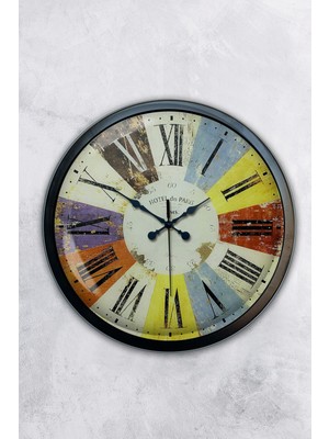 Kasva Concept Hediyelik 40 cm Siyah Metal Rengarenk Duvar Saati