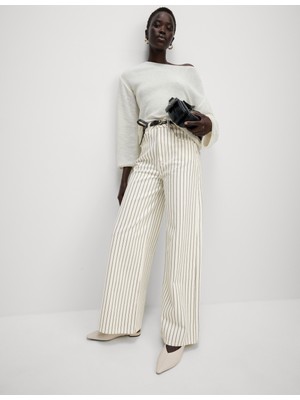 Marks & Spencer Saf Pamuklu Çizgili Pantolon