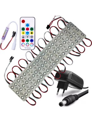 Powerr Led Aydınlatma 20 Adet 12 V 1,5 Watt Argb 5050 Pixel Cob LED Modül 17 Tuşlu Sese ve Müziğe Duyarlı Rf Kumandalı 5A Plastik Adaptörlü Set