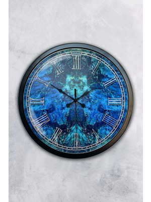 Kasva Concept Hediyelik 40 cm Siyah Metal Blue Duvar Saati
