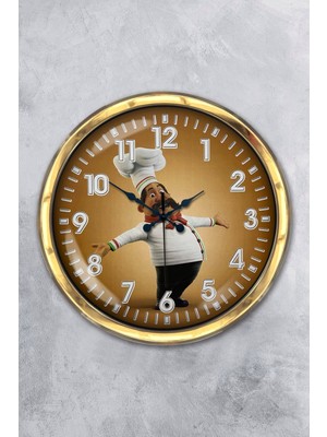 Kasva Concept Hediyelik 40 cm Gold Metal Mutfak Duvar Saati