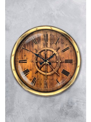 Kasva Concept Hediyelik 40 cm Gold Metal Dümen Duvar Saati