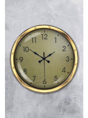 Kasva Concept Hediye 40 cm Gold Metal Klasik Duvar Saati Clock