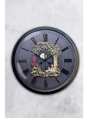 Kasva Concept Hediyelik 40 cm Siyah Metal Ay Duvar Saati