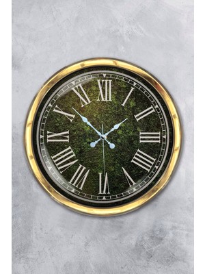 Kasva Concept 40 cm Gold Metal Çimen Yeşili Duvar Saati