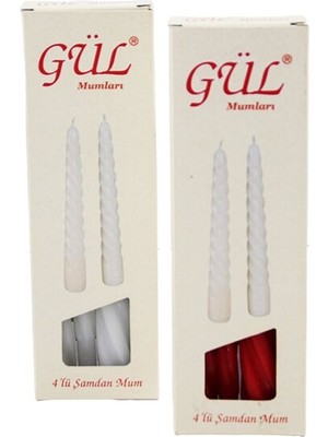 Nexgen 4pcs Şamdan - Burgulu Mum Beyaz - Renkli 17CM (4887) RSGO34-MCHD