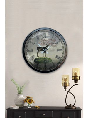 Kasva Concept 40 cm Siyah Metal Figürlü Duvar Saati