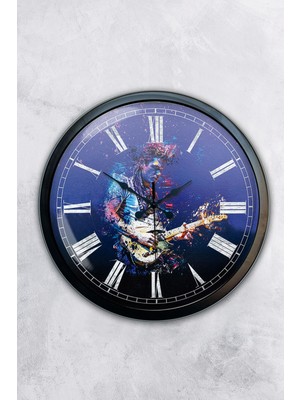 Kasva Concept Hediyelik 40 cm Siyah Metal Gitarist Duvar Saati