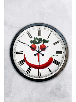 Kasva Concept Hediyelik 40 cm Siyah Metal Mutfak Duvar Saati