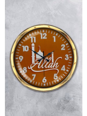 Kasva Concept 40 cm Gold Metal Allah Yazılı Duvar Saati