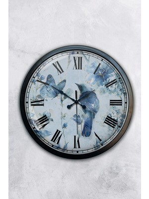 Kasva Concept Hediyelik 40 cm Siyah Metal Kuşlu Duvar Saati