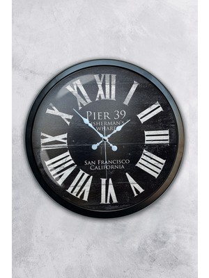 Kasva Concept 40 cm Siyah Metal San Francisco Duvar Saati