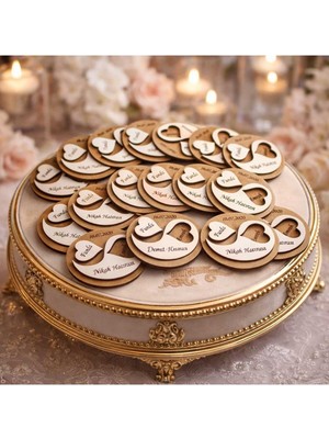 Düğün Nişan Söz Kına Doğum Günü Kalp Temalı Magnet Kişiye Özel Yaprak Model 50 Adettir.no 94