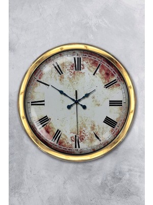 Kasva Concept Hediyelik 40 cm Gold Metal Eskitme Duvar Saati
