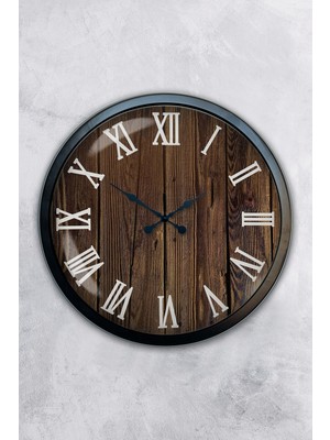 Kasva Concept Hediyelik 40 cm Siyah Metal Wood Duvar Saati