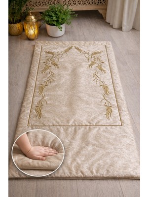 Hig Store Sırma Nakış Işlemeli Çeyizlik - Diz Ağrıtmaz / Ortopedik Arası Elyaf Dolgulu Seccade 80X120 Ebat